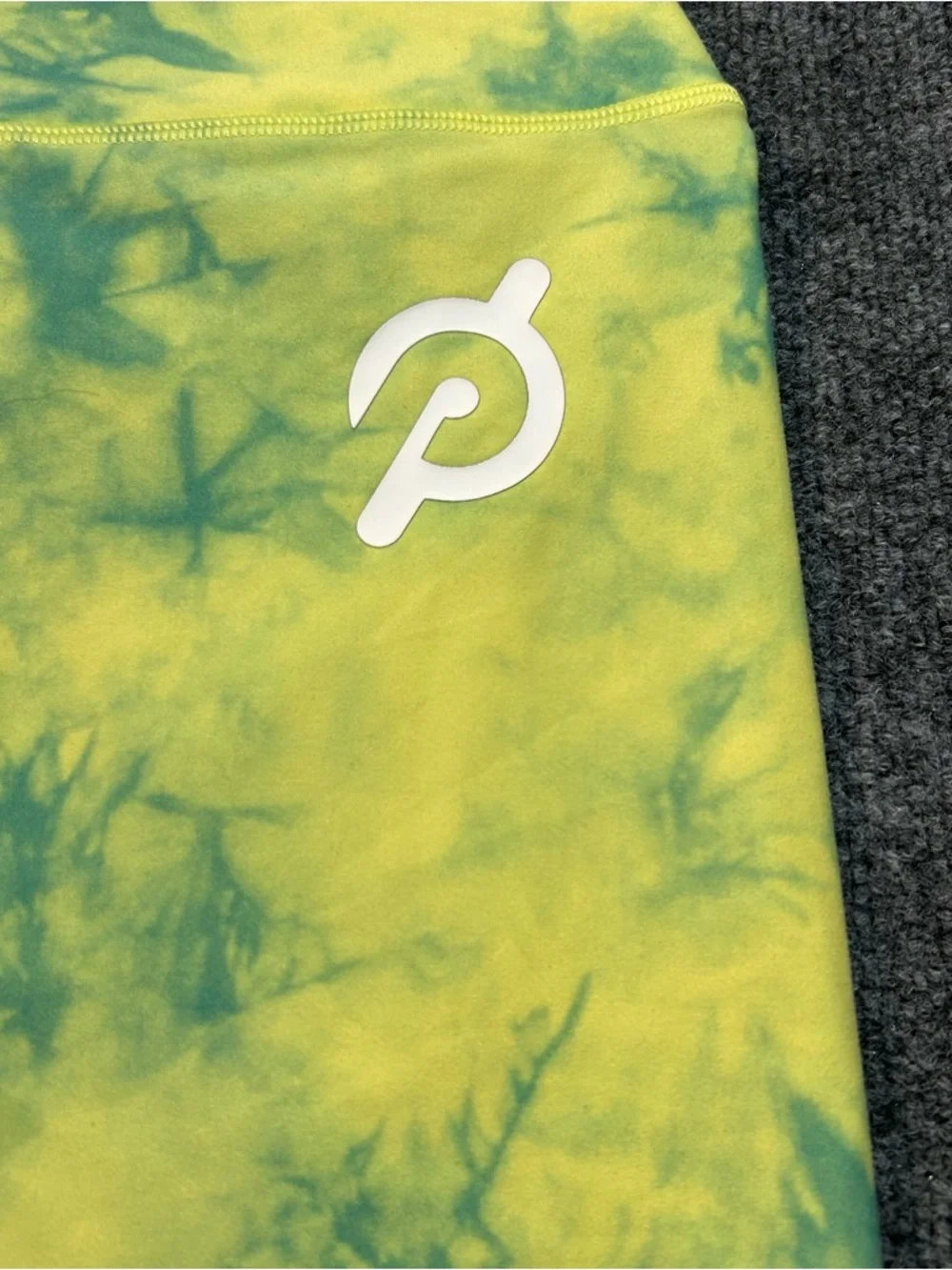 Peloton Neon Yellow and Teal Tie-Dye High-Rise Leggings - Picture 3 of 8
